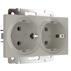Изображение Розетка двойная с заземлением (дымчатый матовый) W1272004
