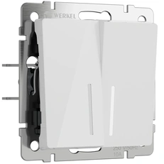 Изображение Выключатель двухклавишный с подсветкой (белый акрил) W1120141